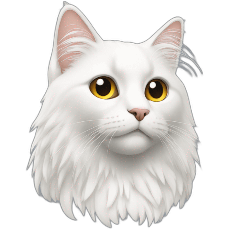 Chat blanc avec longs poils emoji