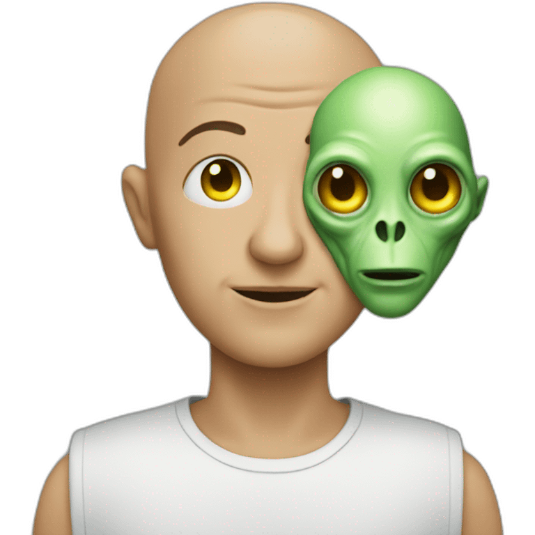 Bald man with alien emoji