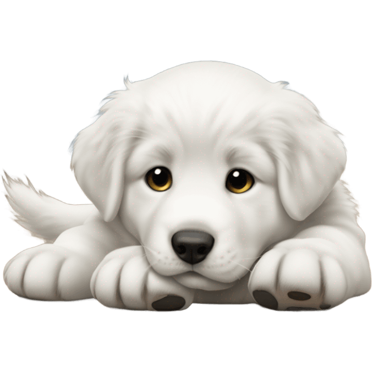 Great Pyrenees puppy with Nike shoes emoji