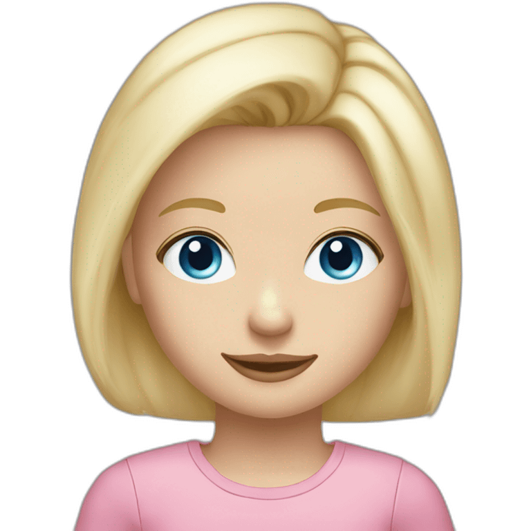 cute blonde blue eyes caucasian daughter pink top emoji