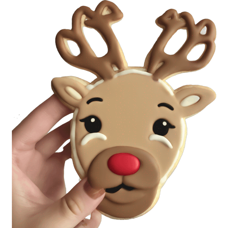 Reindeer sugar cookie neutral colors cute  emoji