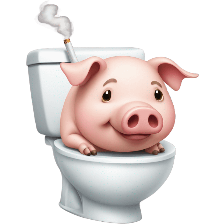 pig on a toilet while smoking emoji