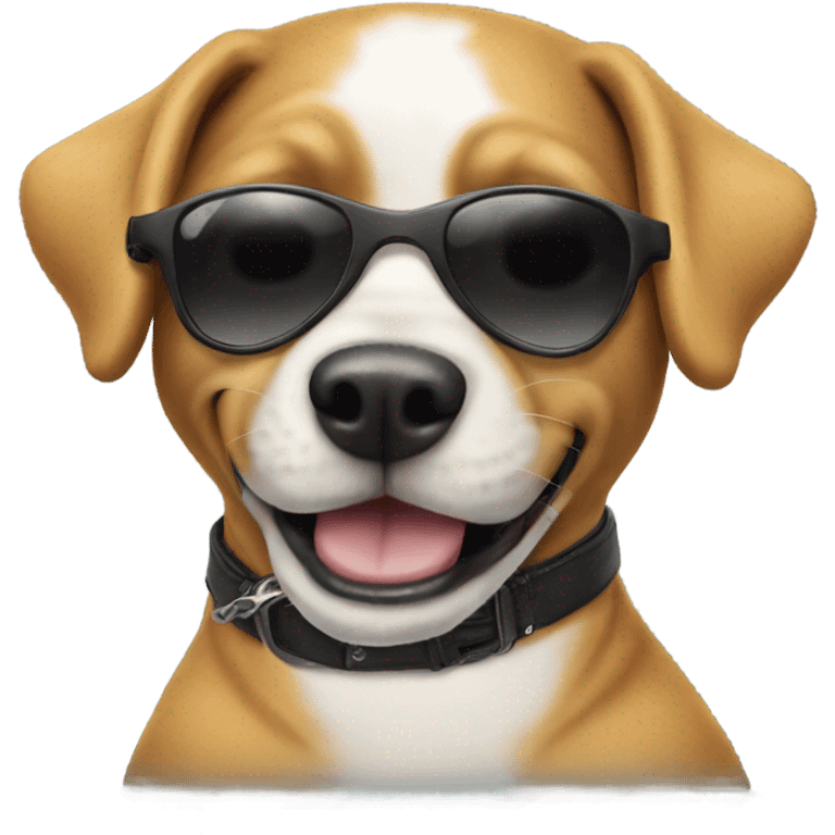 Dog wearing sunglasses on a motorbike emoji