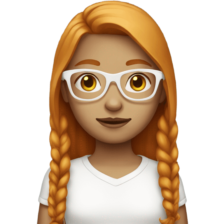 Ginger girl straight long hair white glasses  emoji