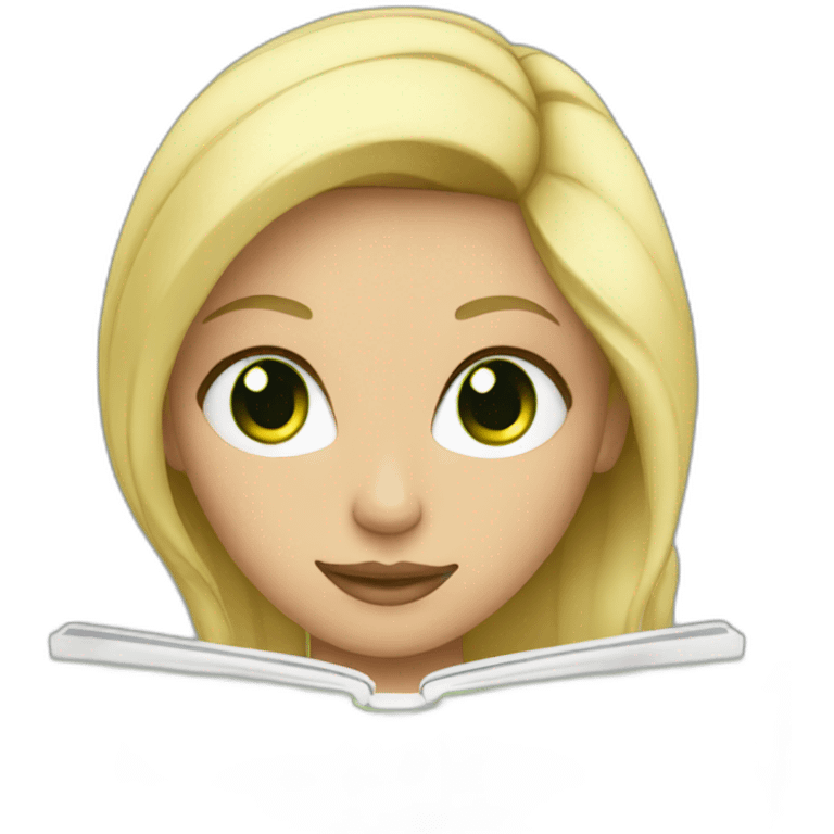 blonde green eyed girl with macbook emoji