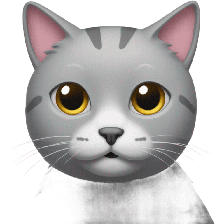 Grey cat with pale pink confetti emoji