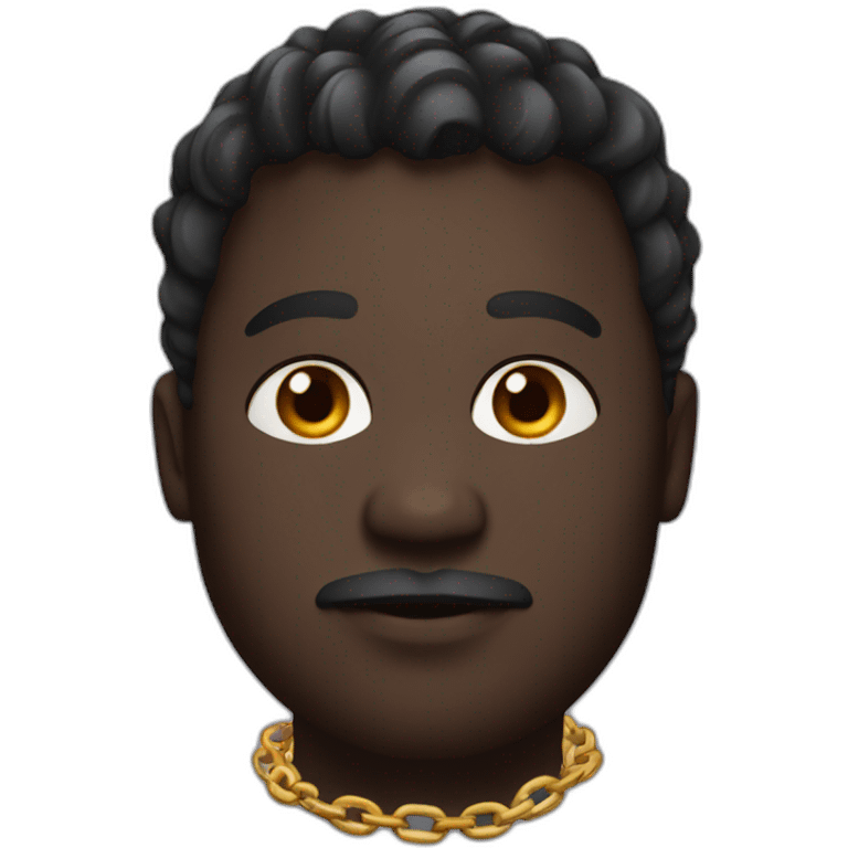 a man with dark skin, chubby face and gradient cut with a chain around his neck emoji