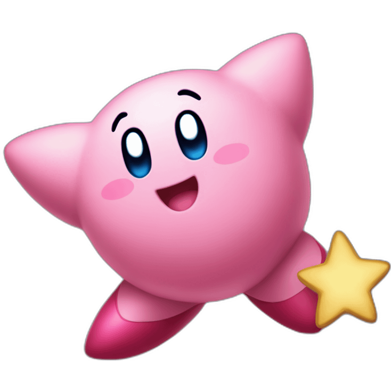 cute happy Kirby jumping on a star emoji