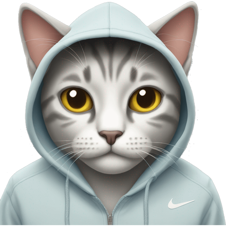 Cat wearing a nike hoodie emoji