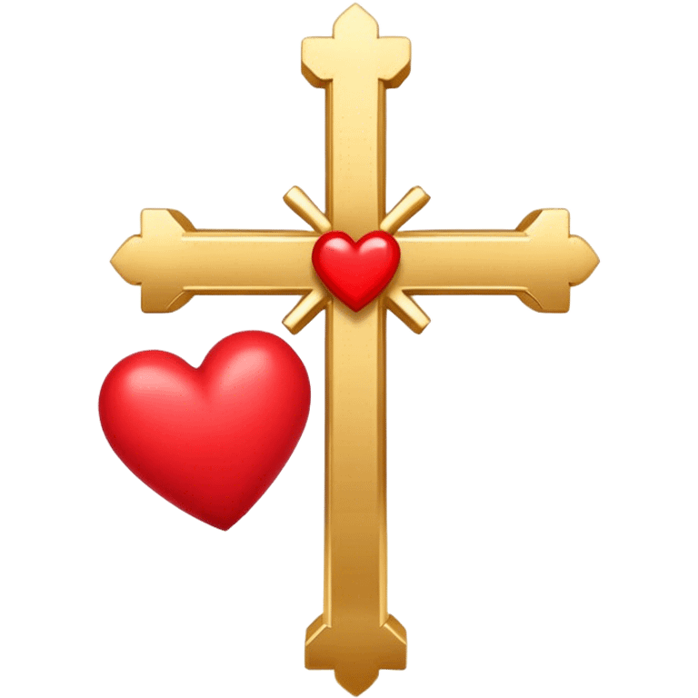 Two red  hearts around  a simple gold cross  emoji