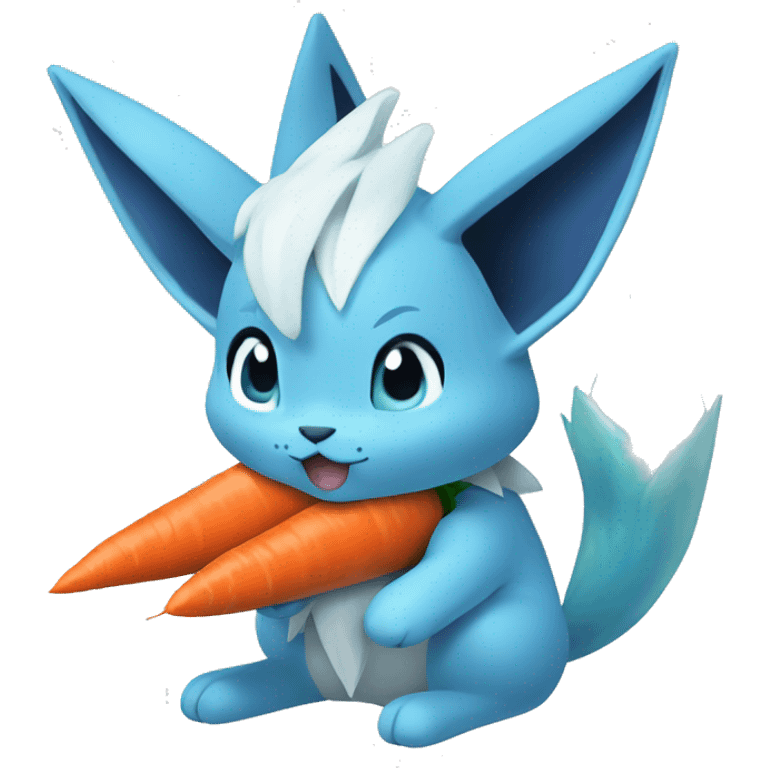 The ice type Pokémon Glaceon eating a carrot  emoji