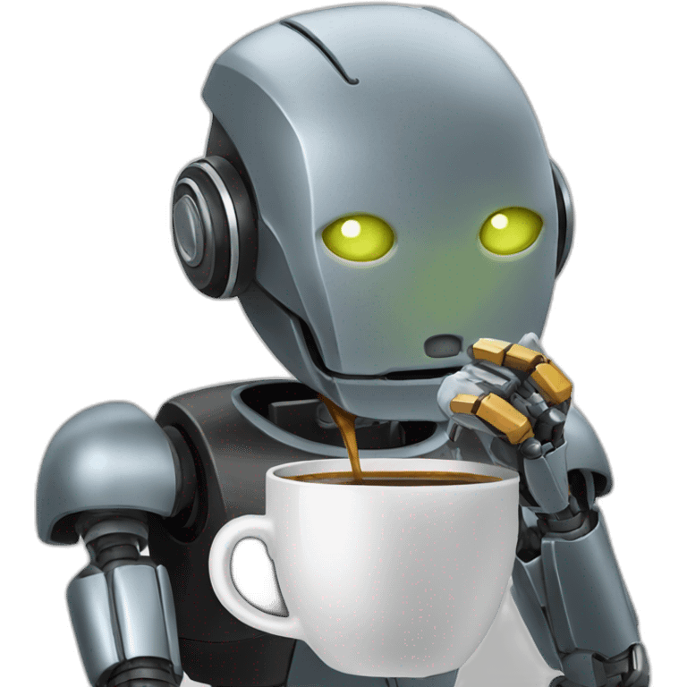 robot drinking coffe emoji