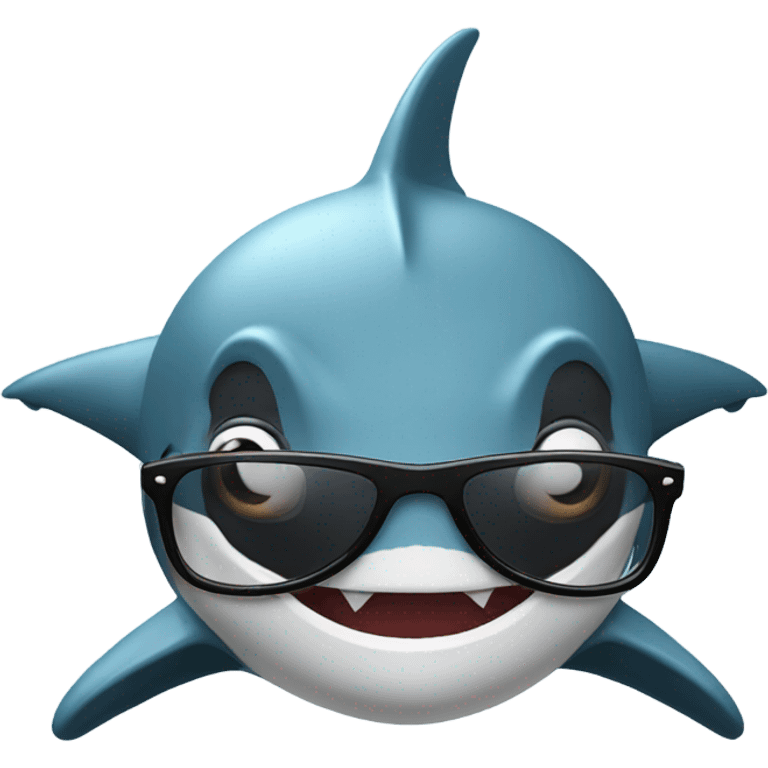 Shark with stylish glasses and a backward hat emoji