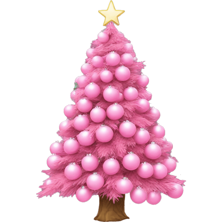 Christmas tree with pink balls aesthetic  emoji