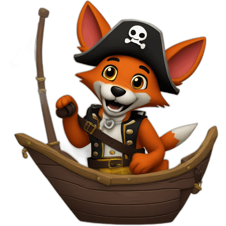 Foxy from five nights at Freddy’s￼ riding a pirate ship ￼ emoji