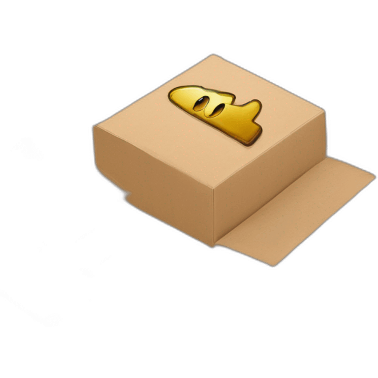 Video icons, camera, logos, likes, thumbs up, marks, views, coverage, applause fly out of a Cardboard box emoji