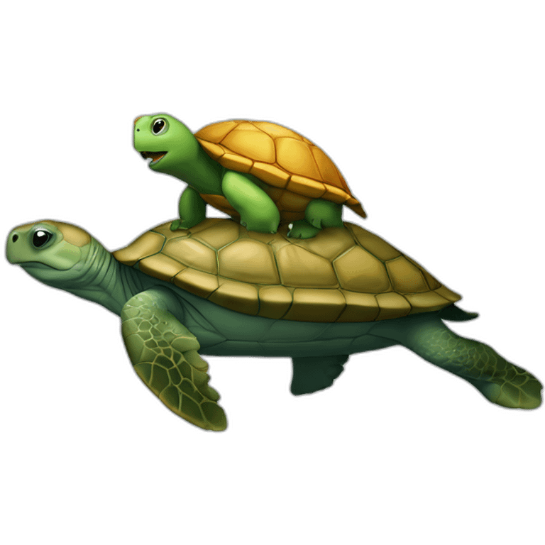 Tortue sur un dauphin emoji