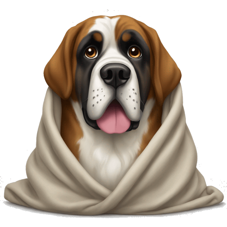 A Saint Bernard under a blanket emoji