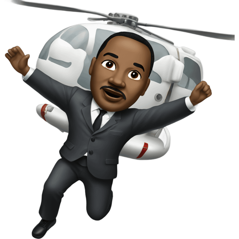 MLK Jr. jumping out of a helicopter with a parachute  emoji