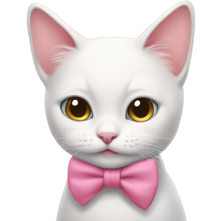 White cat with pink bow emoji