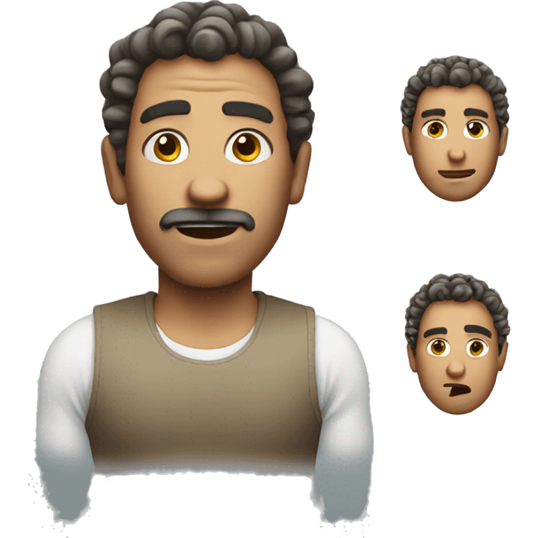 Create a male emoji who shrugs. The male emoji must have curly hair emoji