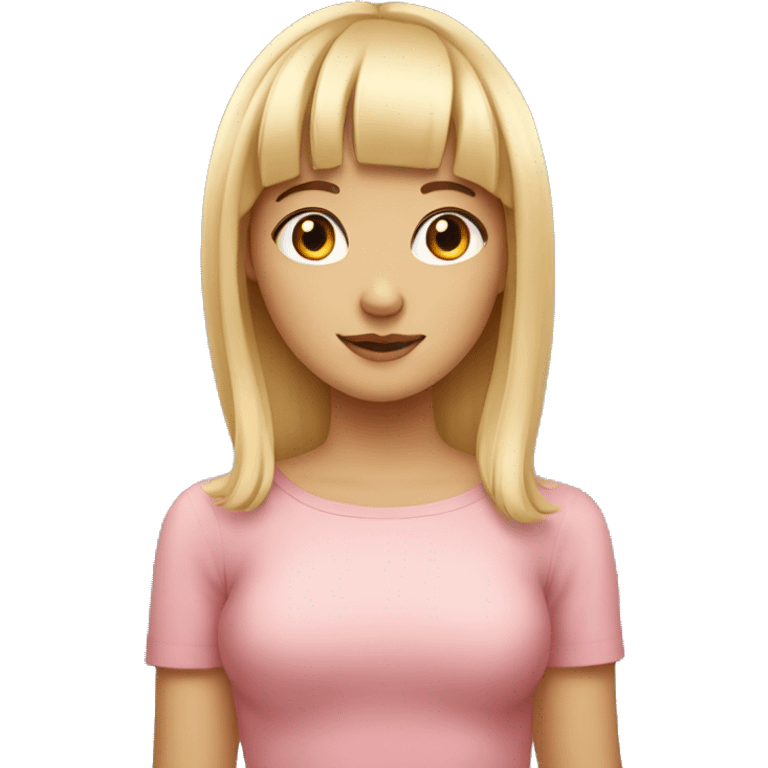 Blond girl with cute bangs with rosy cheeks emoji