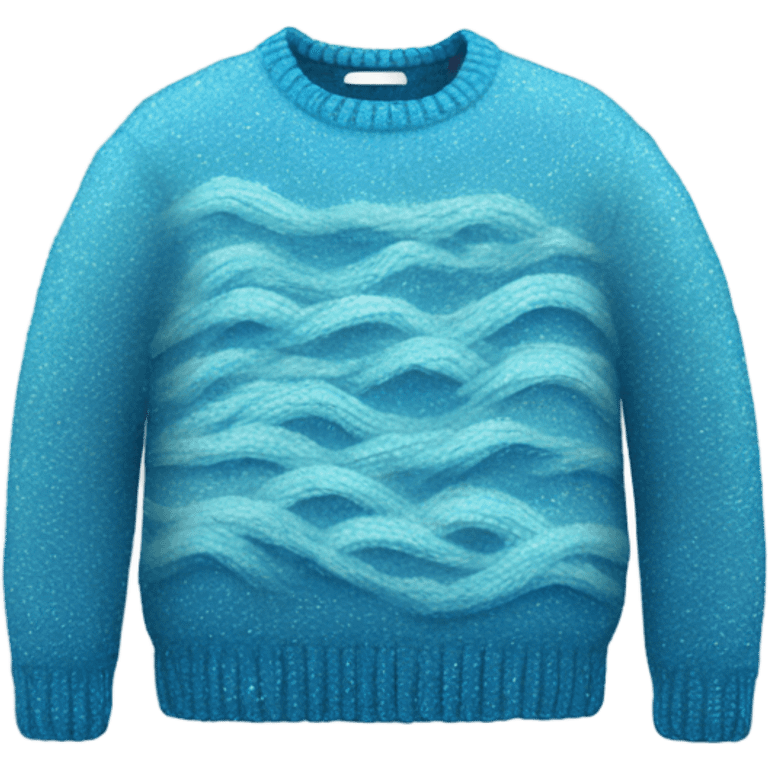 Knit blue sweater with water wave glittery design emoji