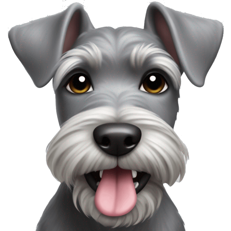 Grey Mini schnauzer tongue out happy emoji