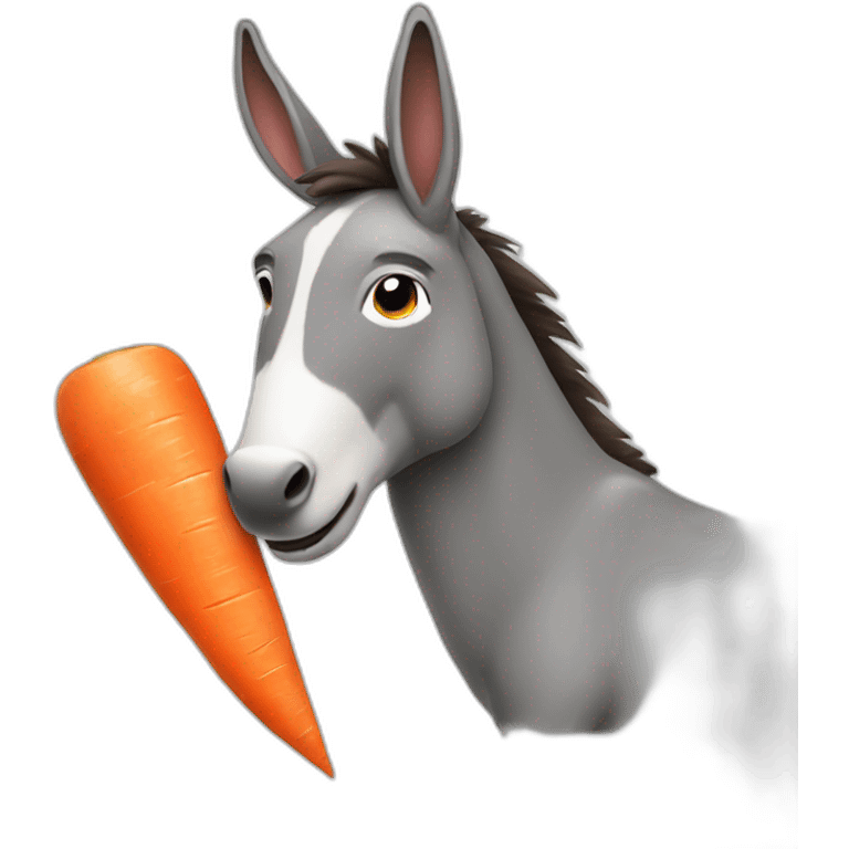 a donkey with one carrot sticking out of his back and another carrot in his mouth emoji