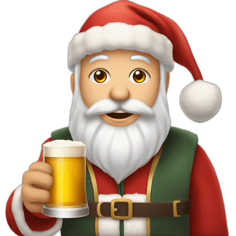 Père Noël qui offre un verre de bière à un enfant comme cadeau emoji