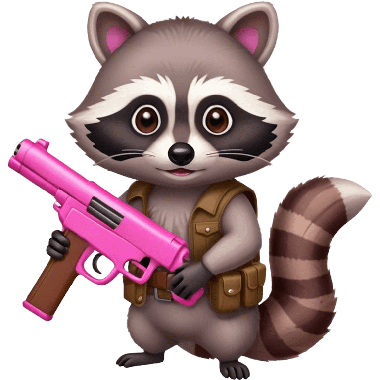 Raccoon holding a pink gun emoji