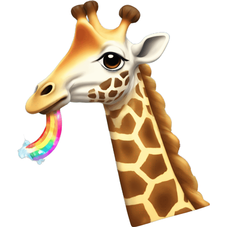 Giraffe eating a face and pooping rainbows  emoji