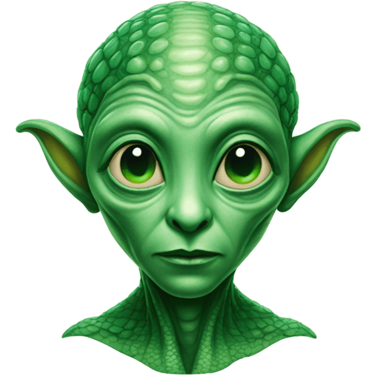 Alien portrait detailed with green scales emoji