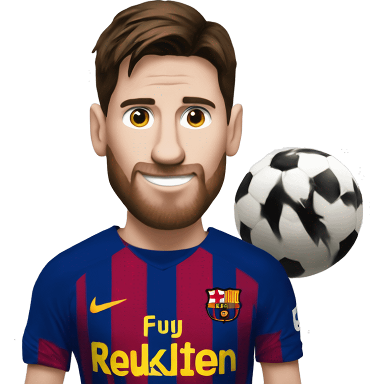 Messi with a sign that says Andres B. emoji