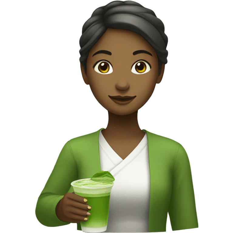 A girl with matcha  emoji