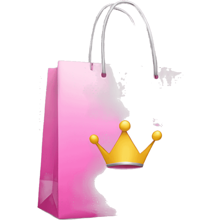 shopping bag pink with silver crown in front emoji