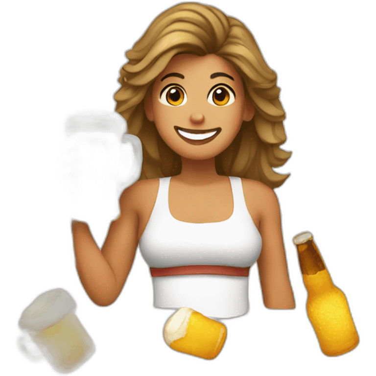 Hoda with beer emoji