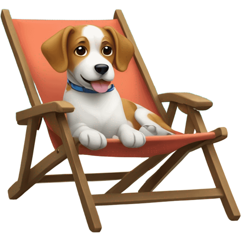 Dog laying on a beach chair on a beach emoji