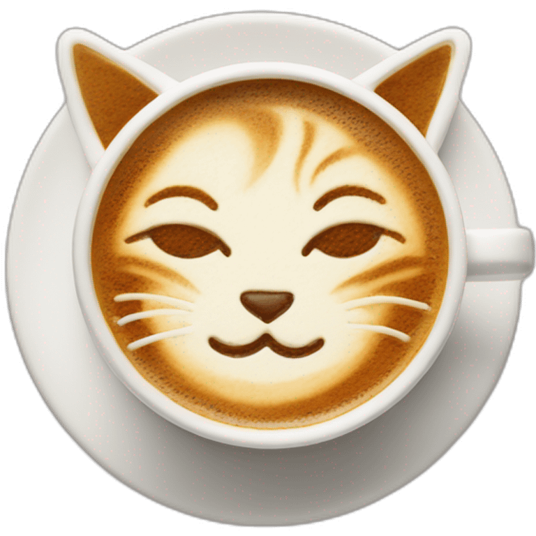 coffee cup latte art of cat face emoji