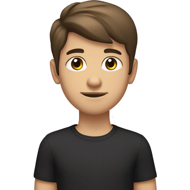 light dark-skinned boy, brown hair and eyes, short sideways hair and clean shaven, black shirt with LDC EXPRESS written on it emoji