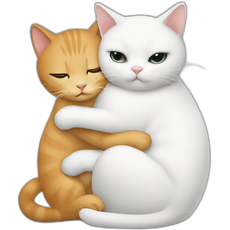 white cat hugs another cat emoji