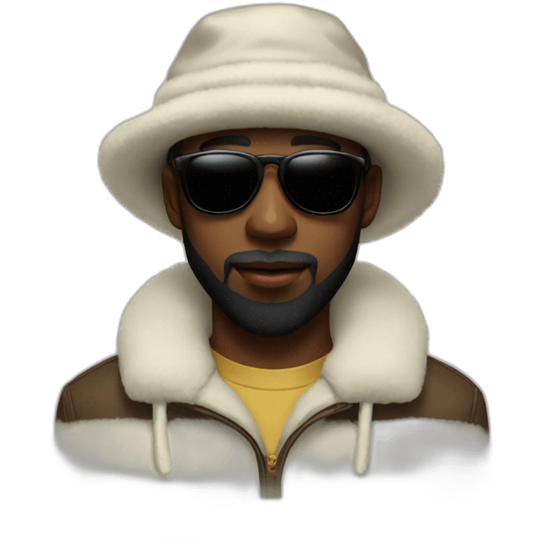 White tyler the creator with ushanka hat, sunglasses and black beard emoji