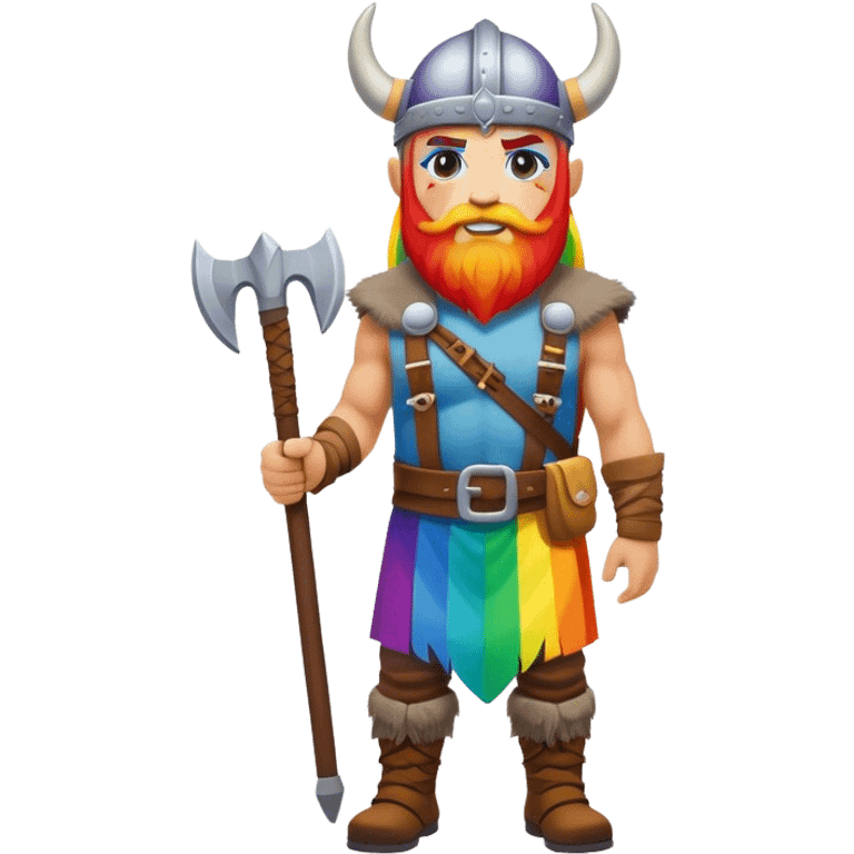 rainbow skin face and body road builder full body as a viking emoji