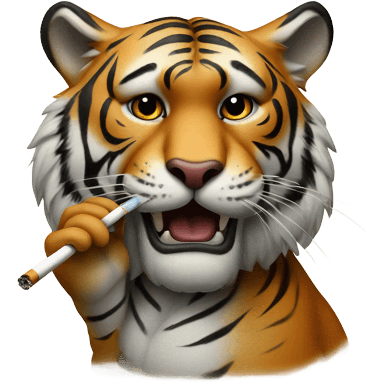 tiger smoking a cigarette and drawing a painting on a canvas  emoji