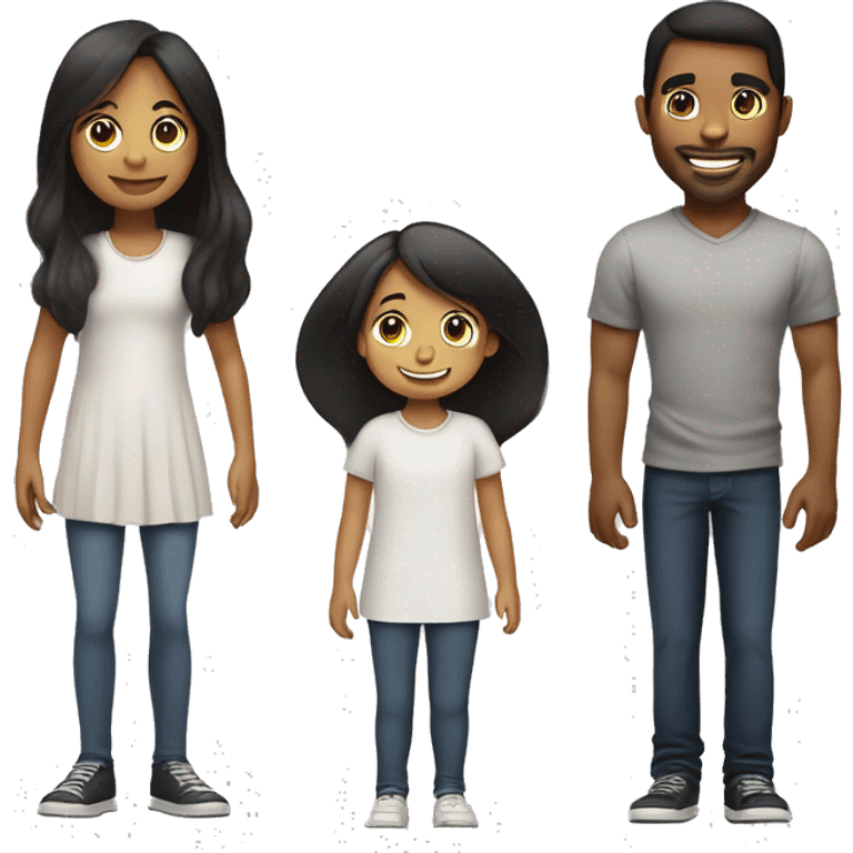 Desing An emoji of a loving brother and sister standing side by side, the sister being short with long straight hair, and the brother tall with black hair styled upward, broad shoulders, and both showing warm smiles emoji