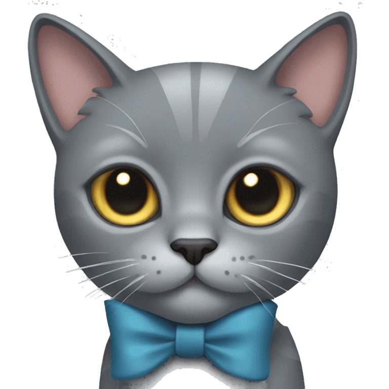 Solid grey cat with bow  emoji