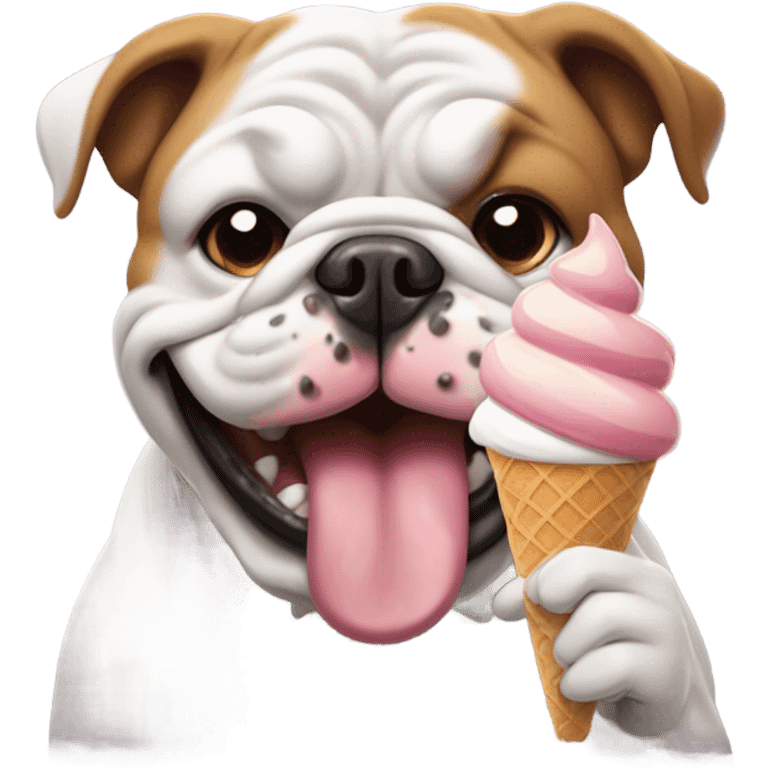 Bulldog eating ice cream emoji