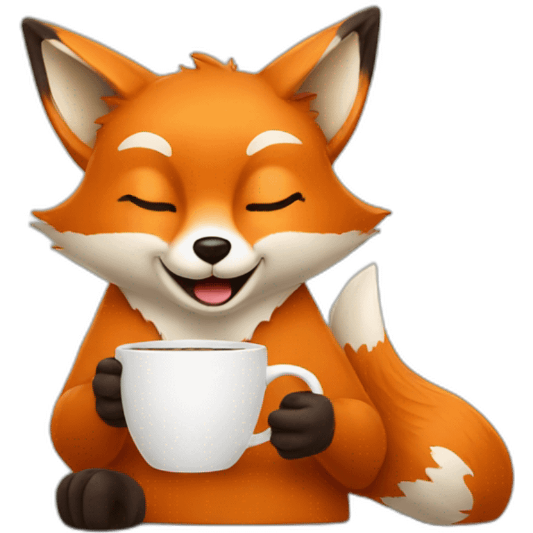 fox drinking coffee emoji