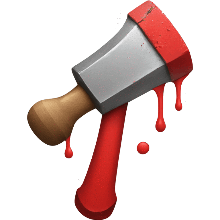 Red paint stains on hammer emoji