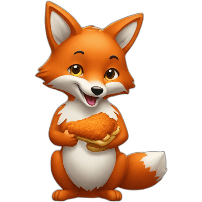 fox eating fried chicken emoji